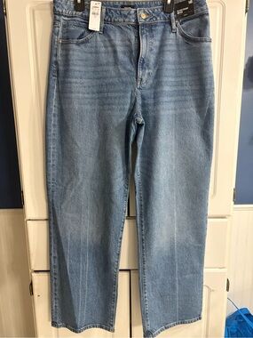 Express High Rise Straight Leg Jeans - Light Blue